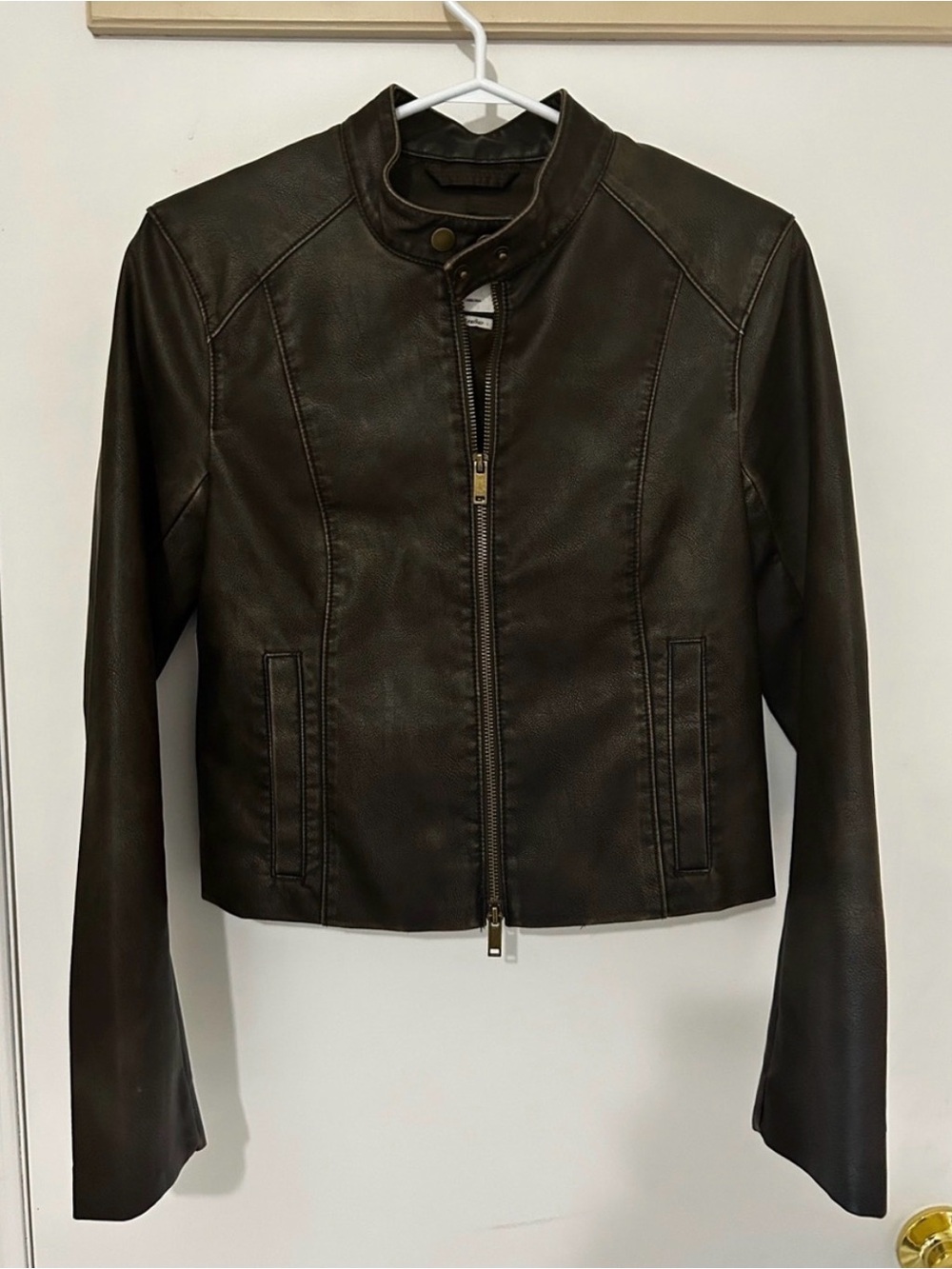Abercrombie Women’s Dark Brown Vegan Leather Jacket